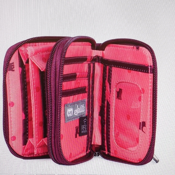 Lug Splits Compact RFID Wallet - Cats Orchid - NWT - Picture 3 of 12